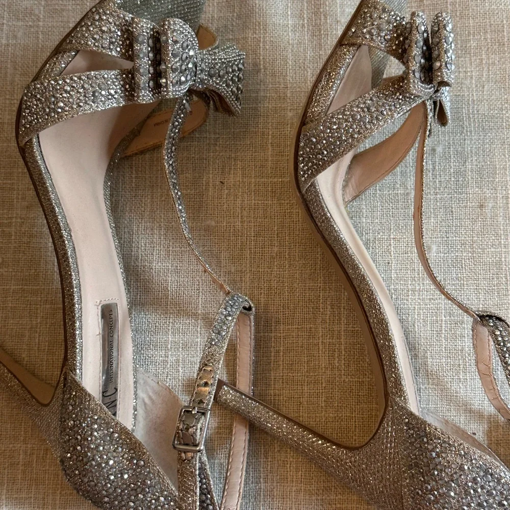 INC International Concepts Glittering Silver Heels - Picture 12 of 15